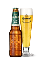 Brand bier fles, krat